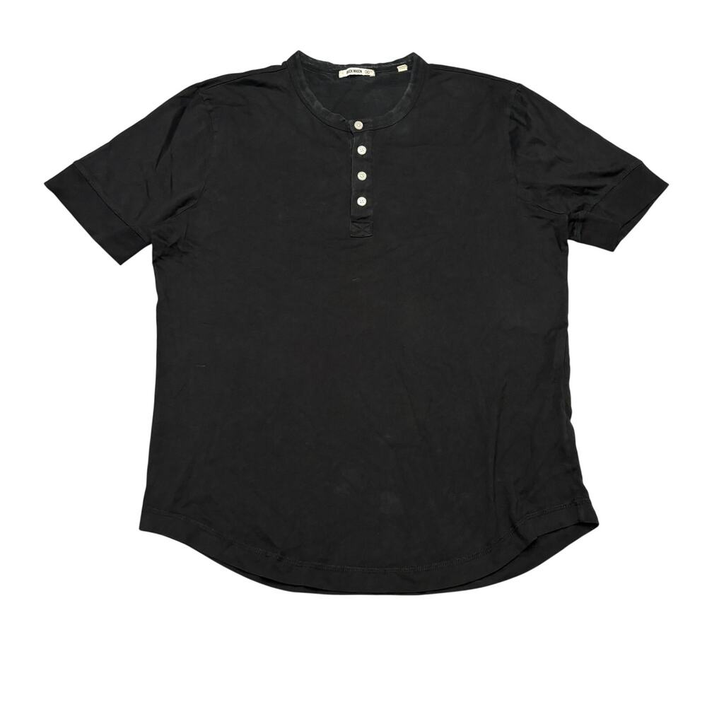 Buck Mason Short Sleeve Henley Curved Hem Shirt Men's Medium Quiet Luxury